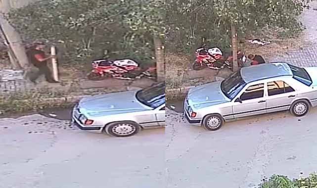 Ağaca bağlı motosikleti çalmaya çalışan acemi hırsız, başarılı olamadı