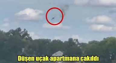 Düşen uçak apartmana çakıldı