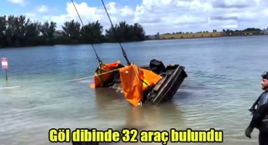 Göl dibinde 32 araç bulundu