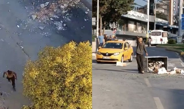 Kağıthane’de yol kapatıp araçlara taş atan şahıs sürücülere zor anlar yaşattı