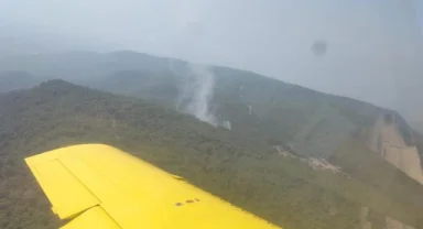 Menderes’teki orman yangınına havadan ve karadan müdahale