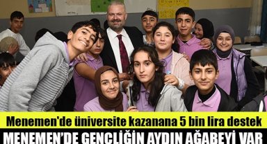 Menemen'de üniversite kazanana 5 bin lira destek: Menemen'de gençliğin Aydın Ağabeyi var