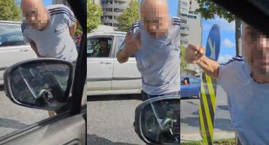 Trafikte dehşeti yaşadı: Maganda aracın camına yumruklar savurdu