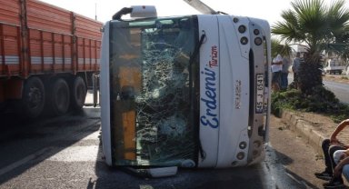 Turgutlu’da işçi servisi devrildi