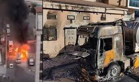 Esenyurt&#039;ta süt tankerinde yangın