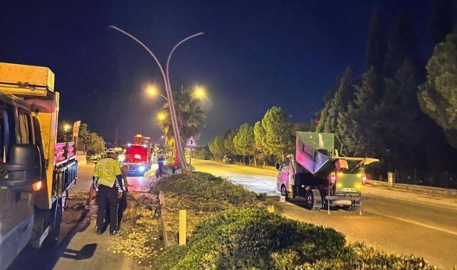 Hafif ticari araç, ağaca ve aydınlatma direğine çarptı
