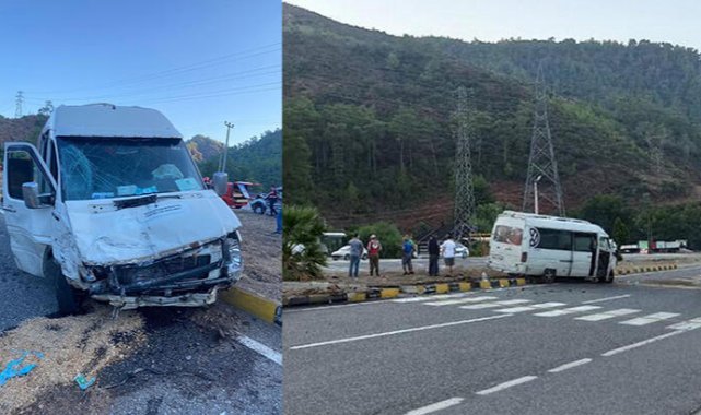 Marmaris'te servis minibüsü ile kamyonet çarpıştı