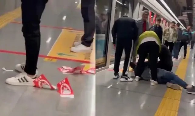 Gaziosmanpaşa'da metroya asılan Türk bayraklarını yırtan şüpheli tutuklandı
