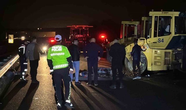 Kapalı yola giren motosiklet silindire çarptı