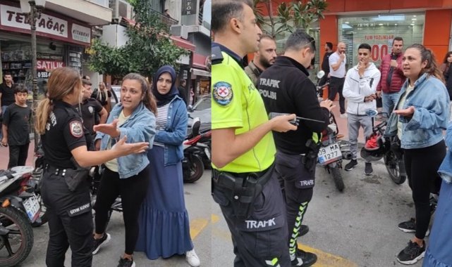 Kasksız yakalanan motosikletli kadın, polisleri çileden çıkardı