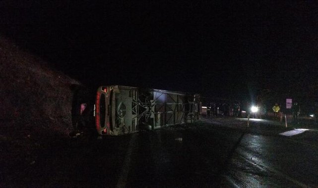 Kayseri'de yolcu otobüsü devrildi