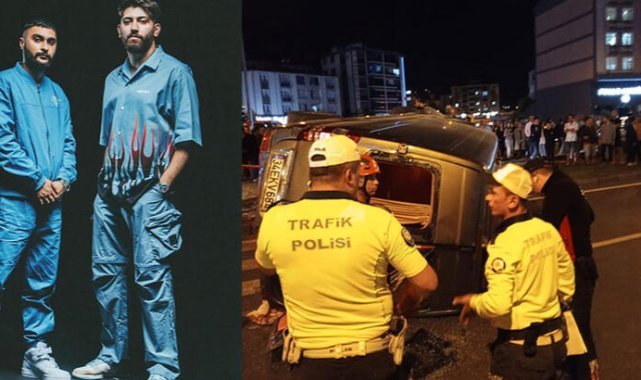 Konsere giden rap şarkıcılarının içinde bulunduğu minibüs kaza yaptı