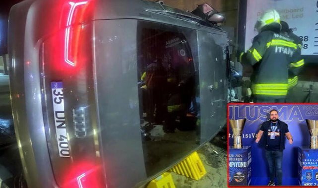 Manisa’da otomobil devrildi