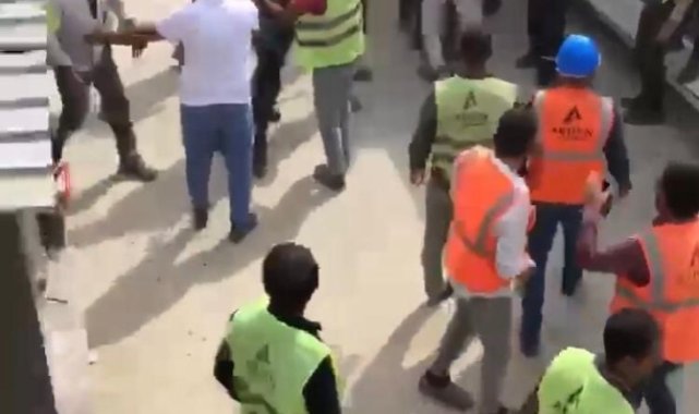 Şantiyede işçilerin meydan kavgası