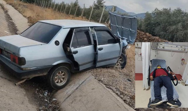 Şarampole devrilen otomobilin sürücüsü yaralandı