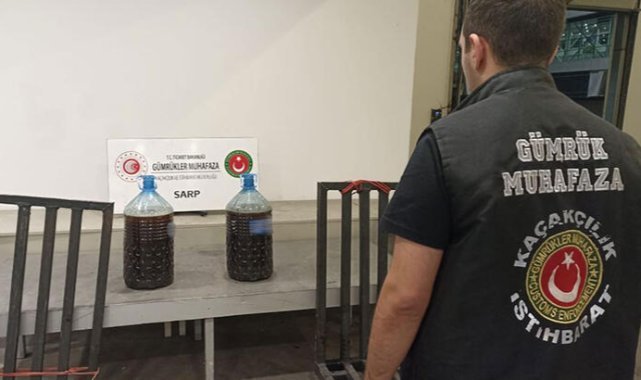 Sarp Gümrük Kapısı'nda 48 kilo kaçak kestane balı ele geçirildi
