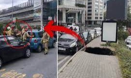 Şişli'de kaldırım çöktü; kadın içine düştü