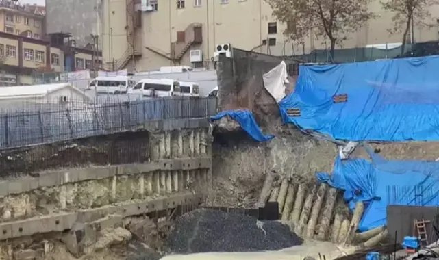Bağcılar'da inşaatın istinat duvarı çöktü