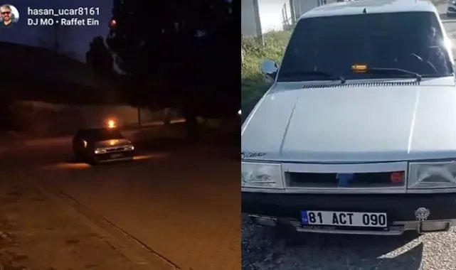 Çakar lambalı otomobilinde yüksek sesle müzik dinleyen sürücüye ceza
