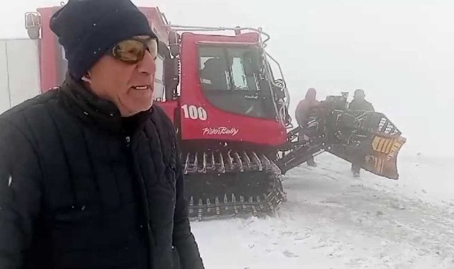 Palandöken geçidinde kar ve tipi esareti