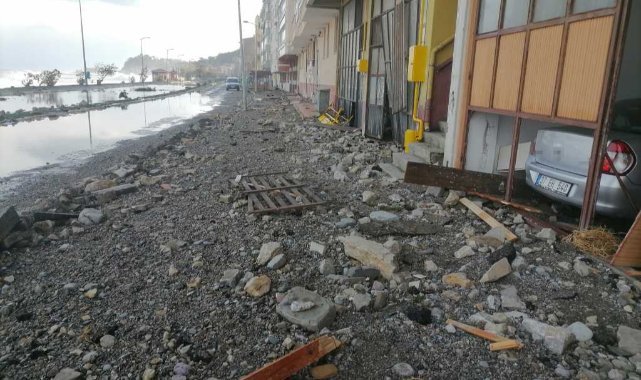 Saniyeler içinde gelen dev dalgalar sahili savaş alanına çevirdi