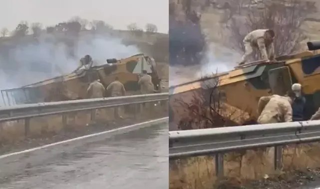 Mardin'de, zırhlı askeri araç şarampole devrildi