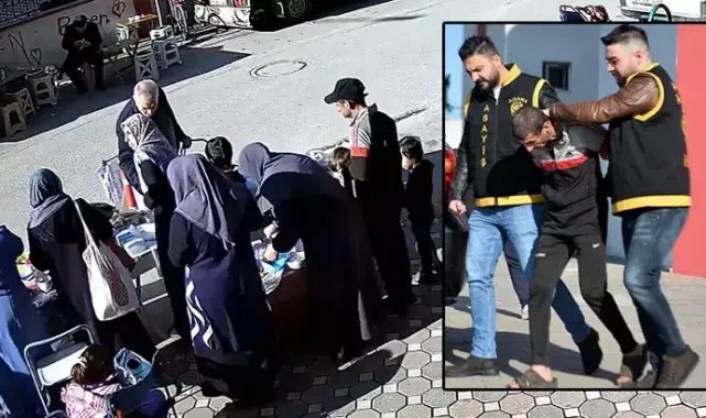 Çocuğuyla pazarda gezip, kadının cep telefonunu çaldı