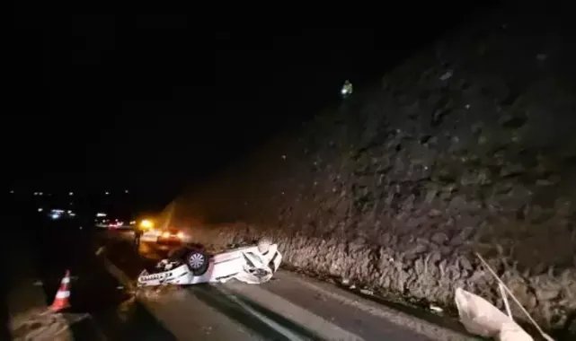 Otomobil 15 metreden anayola düştü