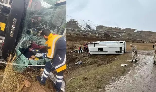 Van&#039;da yolcu midibüsü devrildi