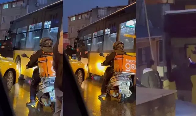 Ataşehir'de taksi ve İETT şoförü trafikte kavga etti