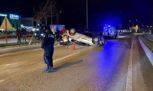 Bursa'da, takla atan otomobilin sürücüsü yaralandı