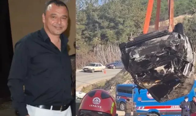 Dere yatağına uçan otomobil yandı, sürücü öldü