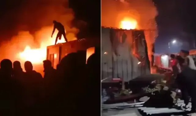 Hatay'da konteyner kentte korkutan yangın