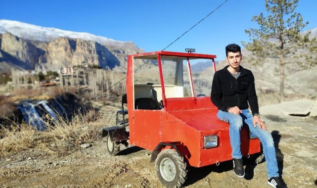 Hayali olan aracı kendi elleriyle yaptı