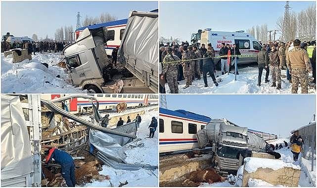 Hayvan yüklü tıra tren çarptı: Ölü ve yaralılar var