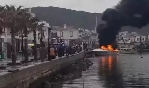 Denize bir gün önce indirilen lüks tekne bugün yandı: 2 yaralı