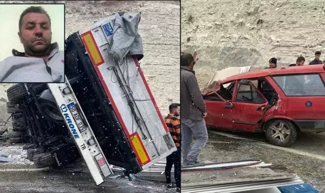 Devrilen TIR'daki malzemelerin otomobilin üzerine düştüğü kazada ölü sayısı 2'ye çıktı