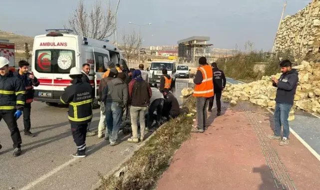 Mardin'de hastane inşaat bölgesinde istinat duvarı çöktü: