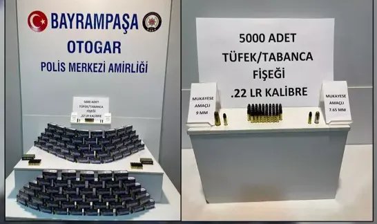 Otogarda 5 bin uzun namlulu silah ve tabanca mermisi ele geçirildi