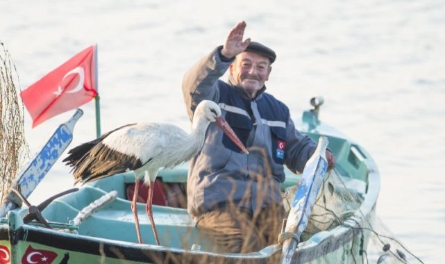 Yaren Leylek 13. kez Balıkçı Adem Amca’ya kavuştu
