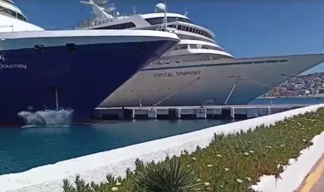 Kuşadası'nda kruvaziyer iskeleye çarptı