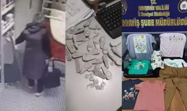 Mağazadaki kıyafetleri inceleyen kadın, alarmlarını penseyle söküp çaldı