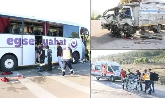 Afyonkarahisar’da yolcu otobüsüyle kamyonet çarpıştı: 17 yaralı
