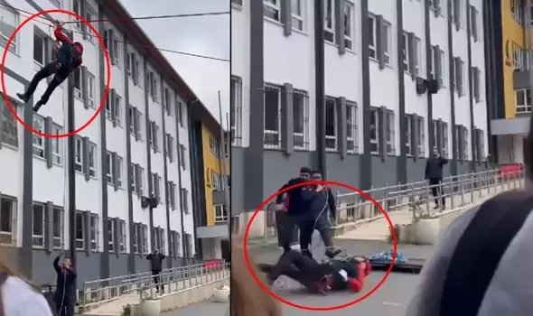 Bakırköy'de okulda tatbikat yapan AFAD görevlisi düşerek yaralandı