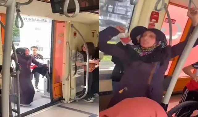 Tramvayda tartıştığı kişilere hakaret edip, saldıran kadın gözaltına alındı
