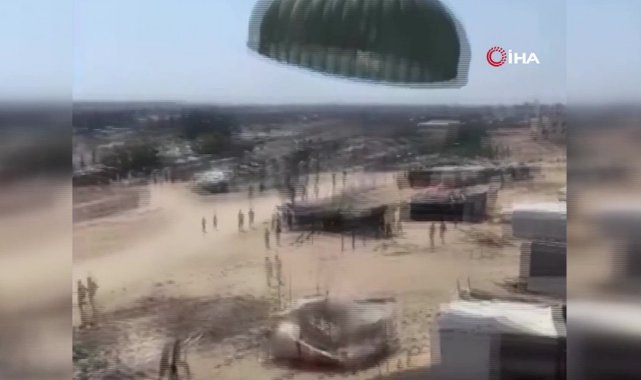 Gazze’ye yapılan hava yardımı bir çadırın üzerine düştü