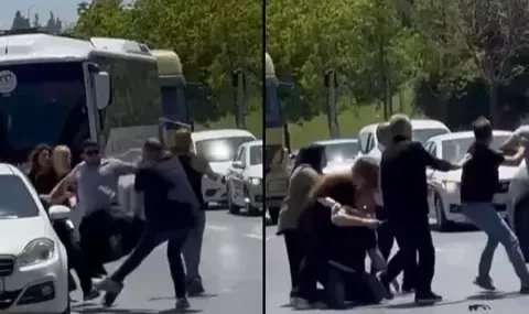 Küçükçekmece'de sürücülerin coplu tekmeli yol kavgası