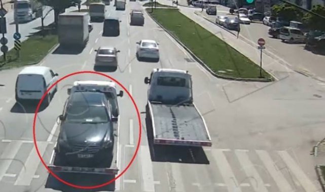 Mercedes’i çekiciyle çaldılar