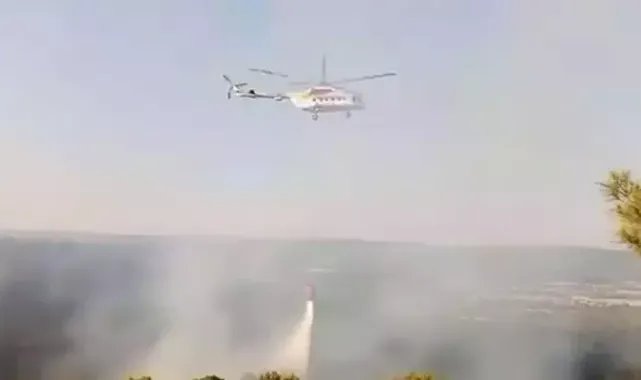 Uşak'taki orman yangınına havadan müdahale başladı