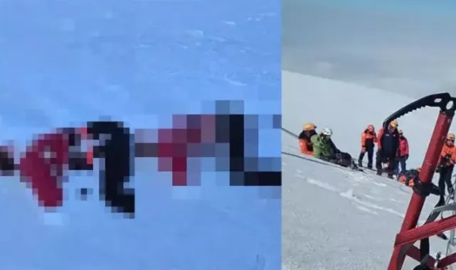 Ağrı Dağı'nda ekipler, 2 dağcının 4 bin 900 rakımdaki cenazelerini aldı